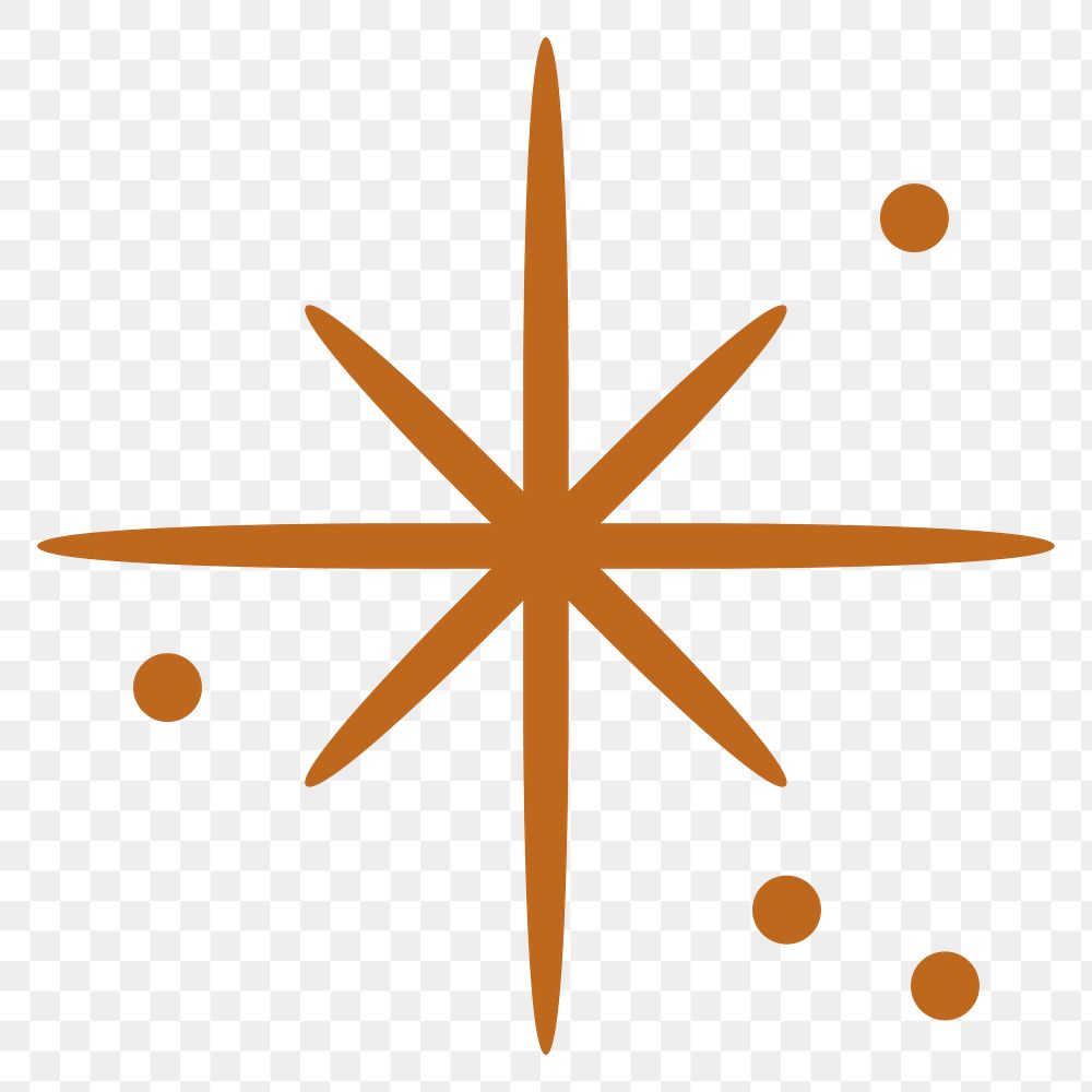 Png sparkling stars icon in flat brown style