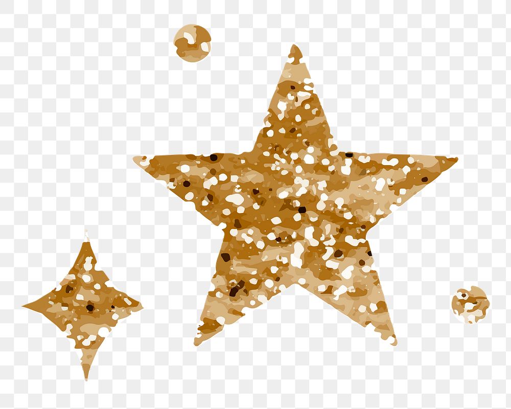 Png sparkling stars icon with glitter texture