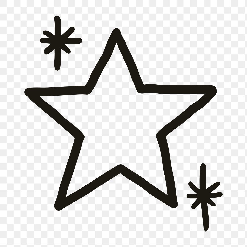 Png sparkling stars icon in doodle style