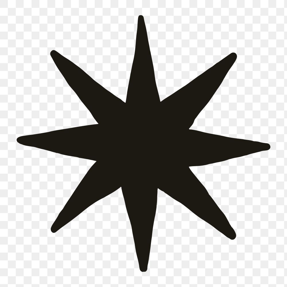 Png sparkling stars icon in doodle style