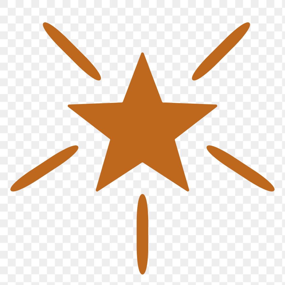 Png sparkling stars icon in flat brown style