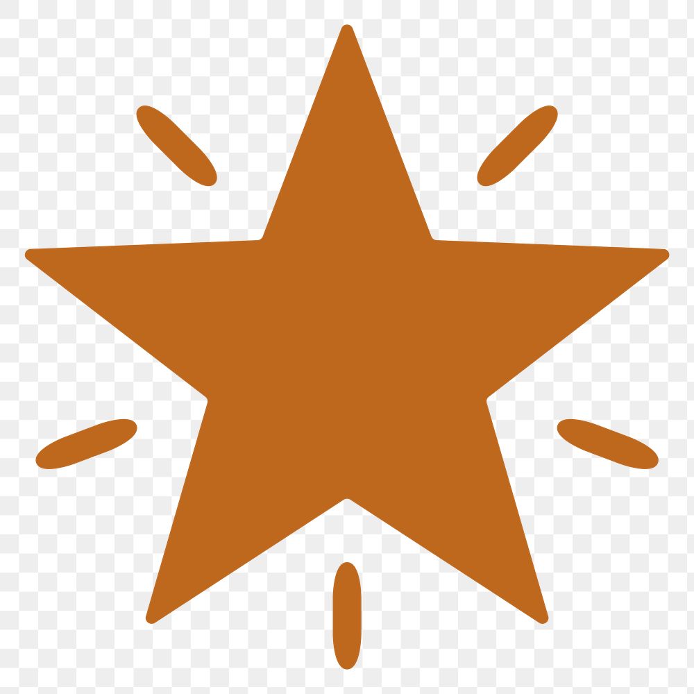 Png sparkling stars icon in flat brown style