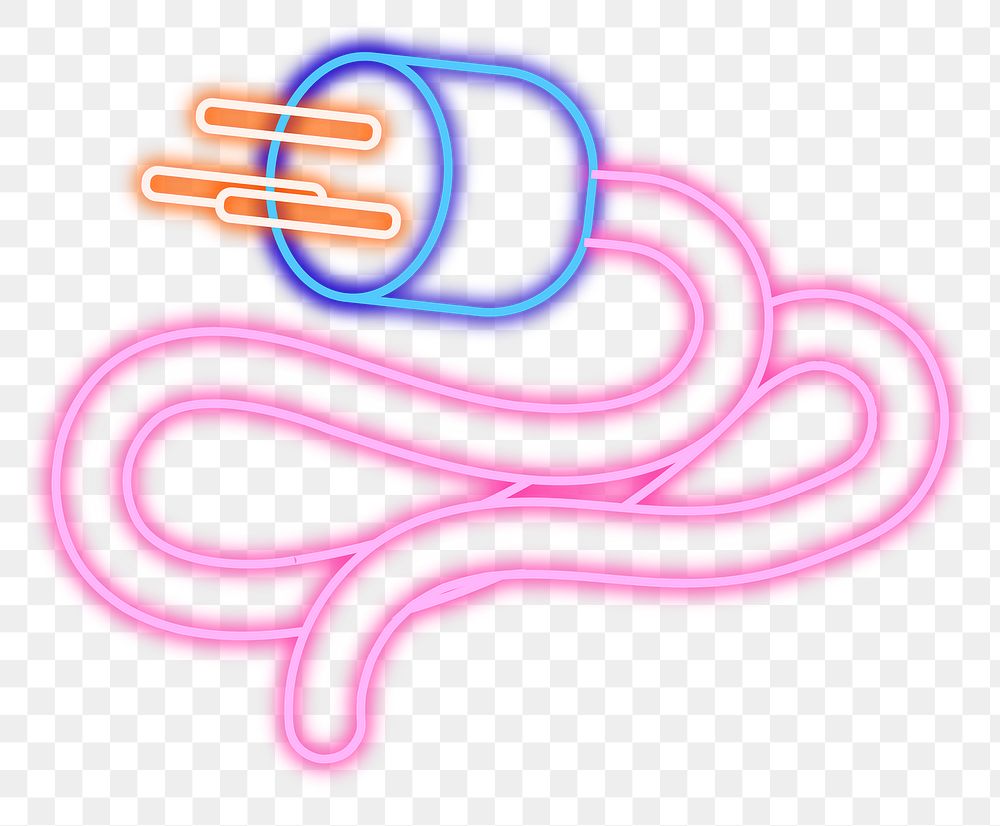 Png neon electrical plug illustration