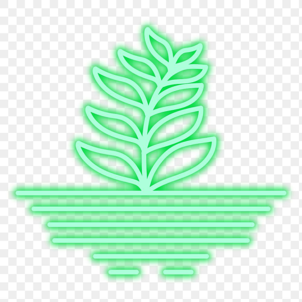 Png neon sign plant icon illustration