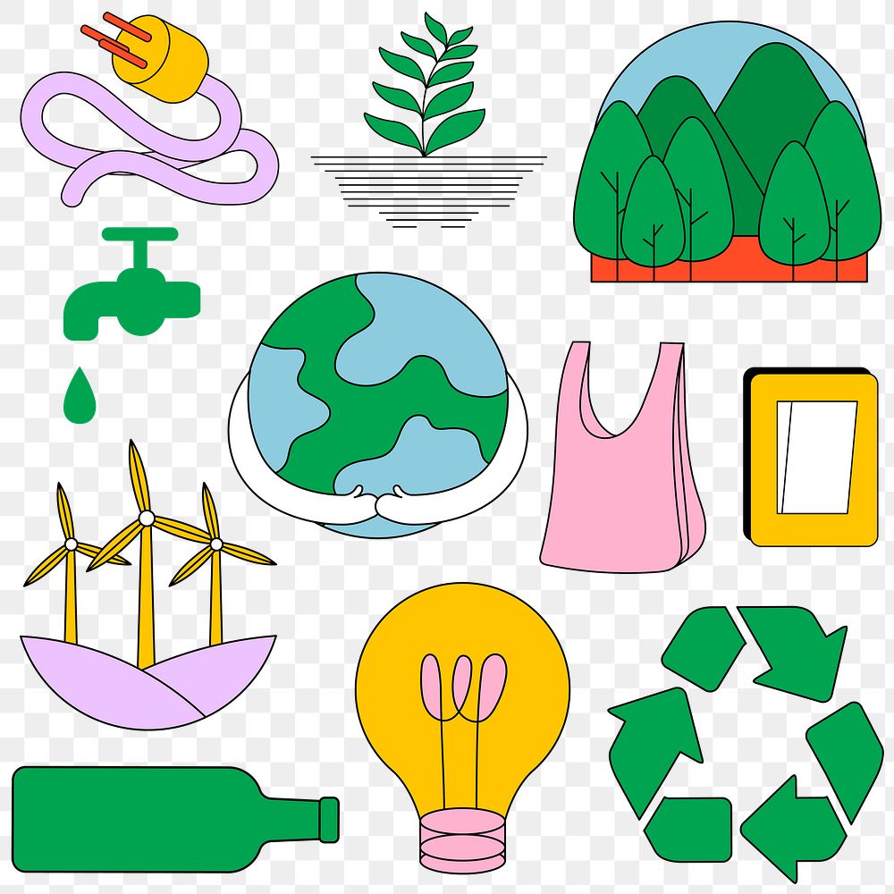 Png environment illustration set, save the world