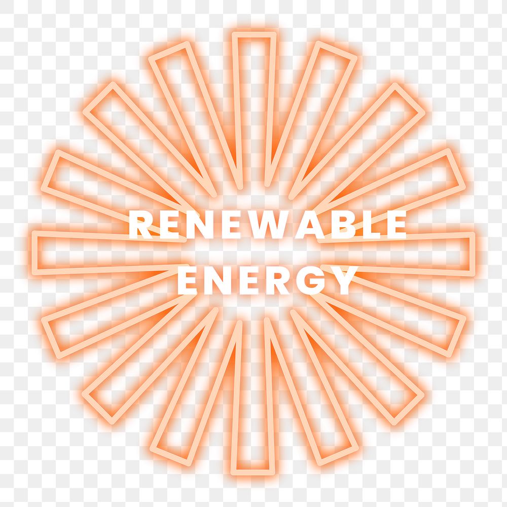 Png neon sign environmental awareness illustration with renewable energy text