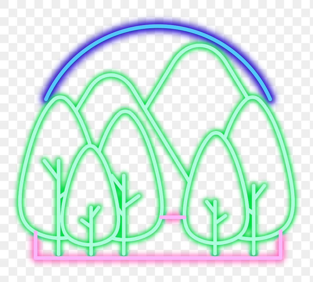 Png neon sign forest icon illustration