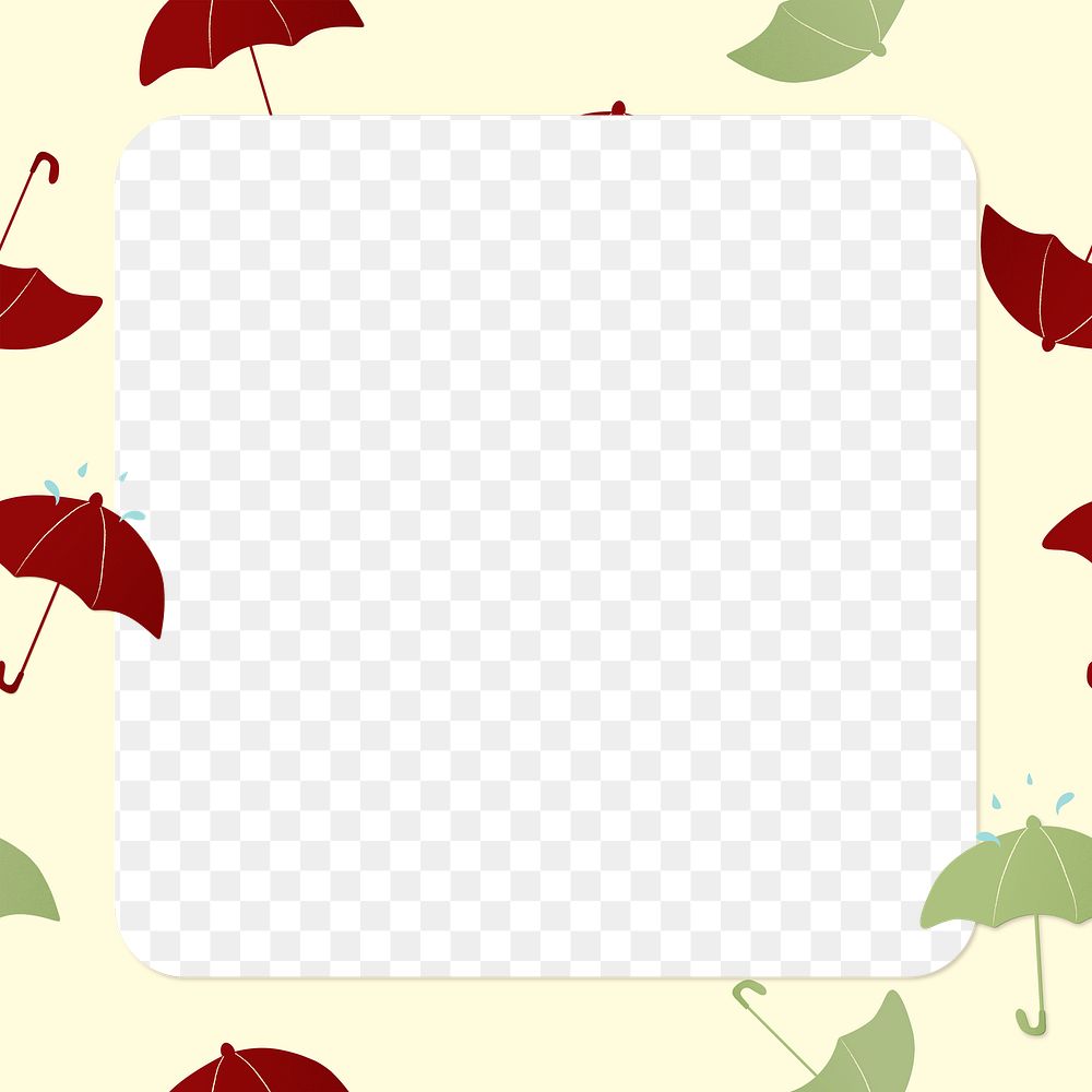 Cute frame png, umbrella pattern weather clipart