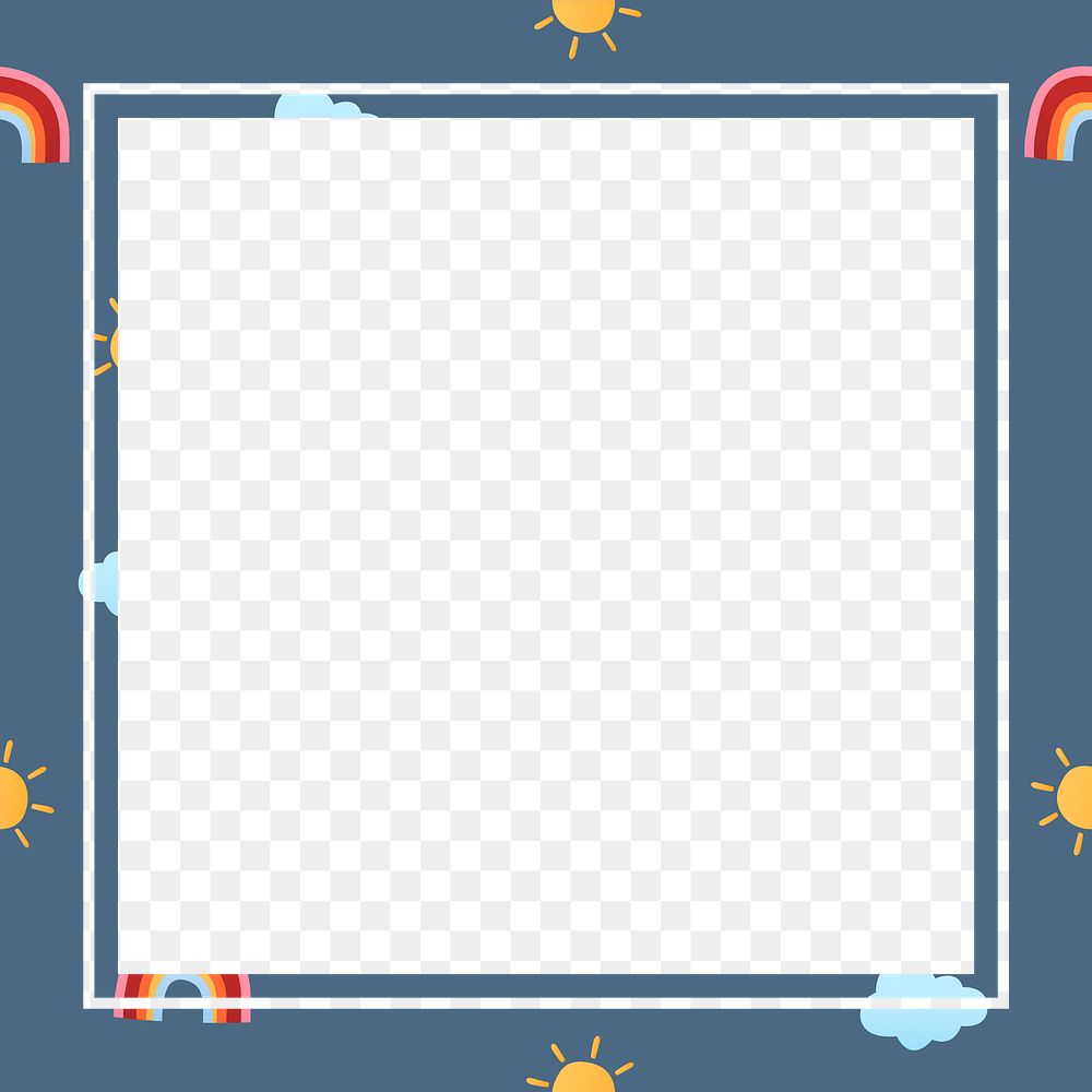 Cute frame png, rainbow pattern weather clipart