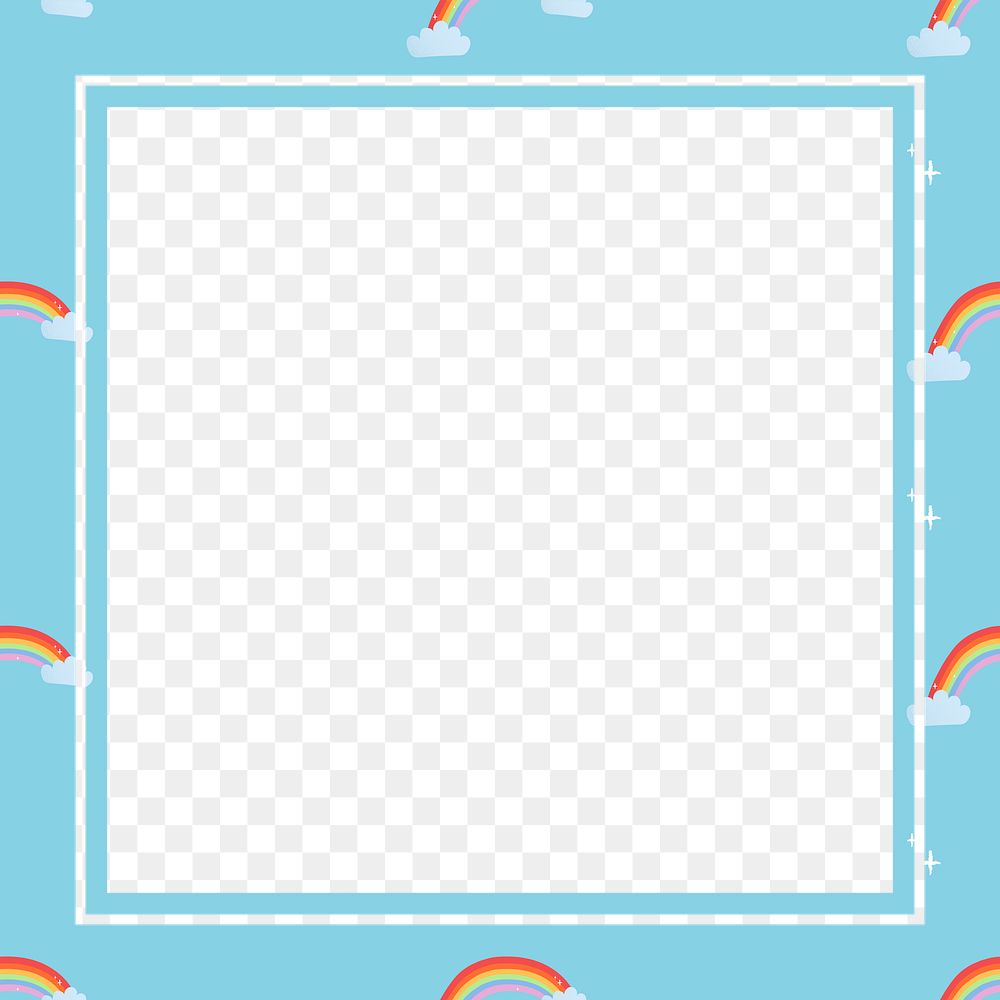 Cute frame png, rainbow pattern weather clipart