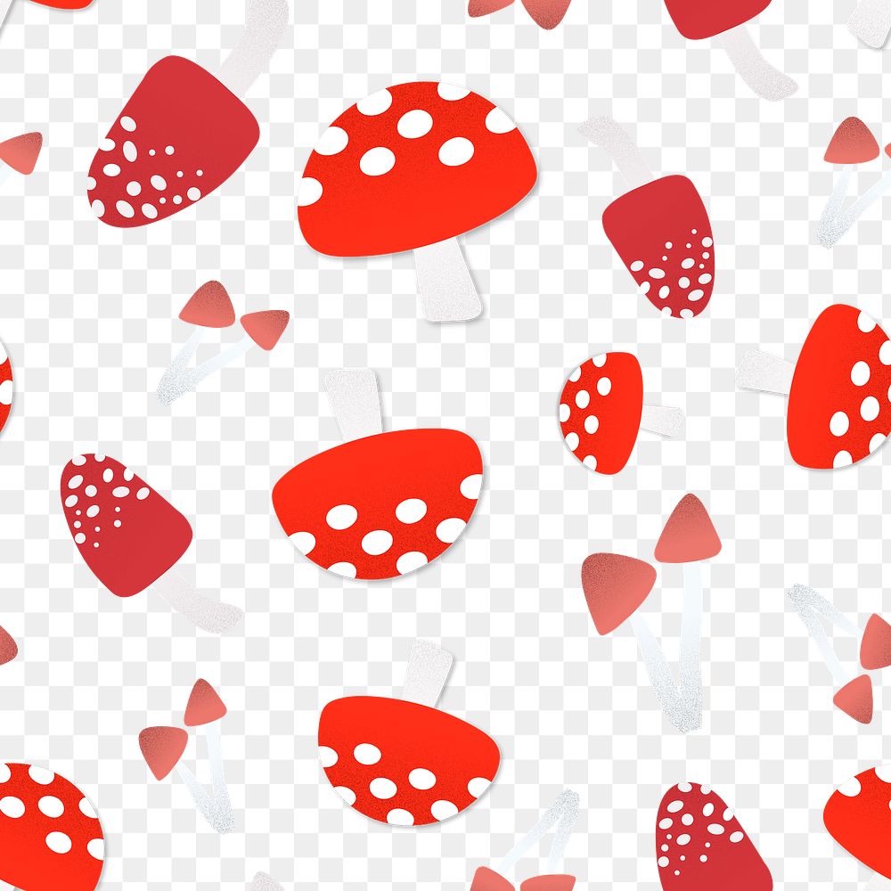 Mushroom png pattern seamless background, cute food sticker