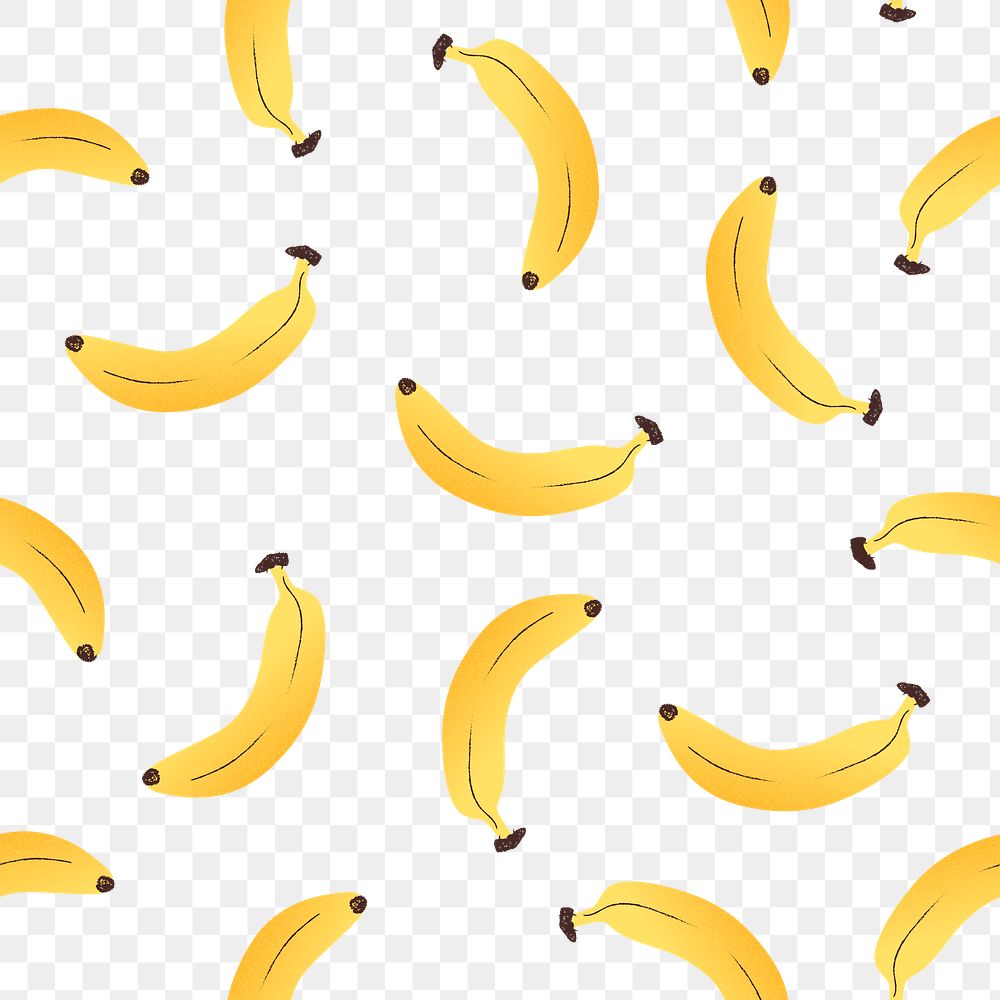 Banana png pattern seamless background, cute food sticker