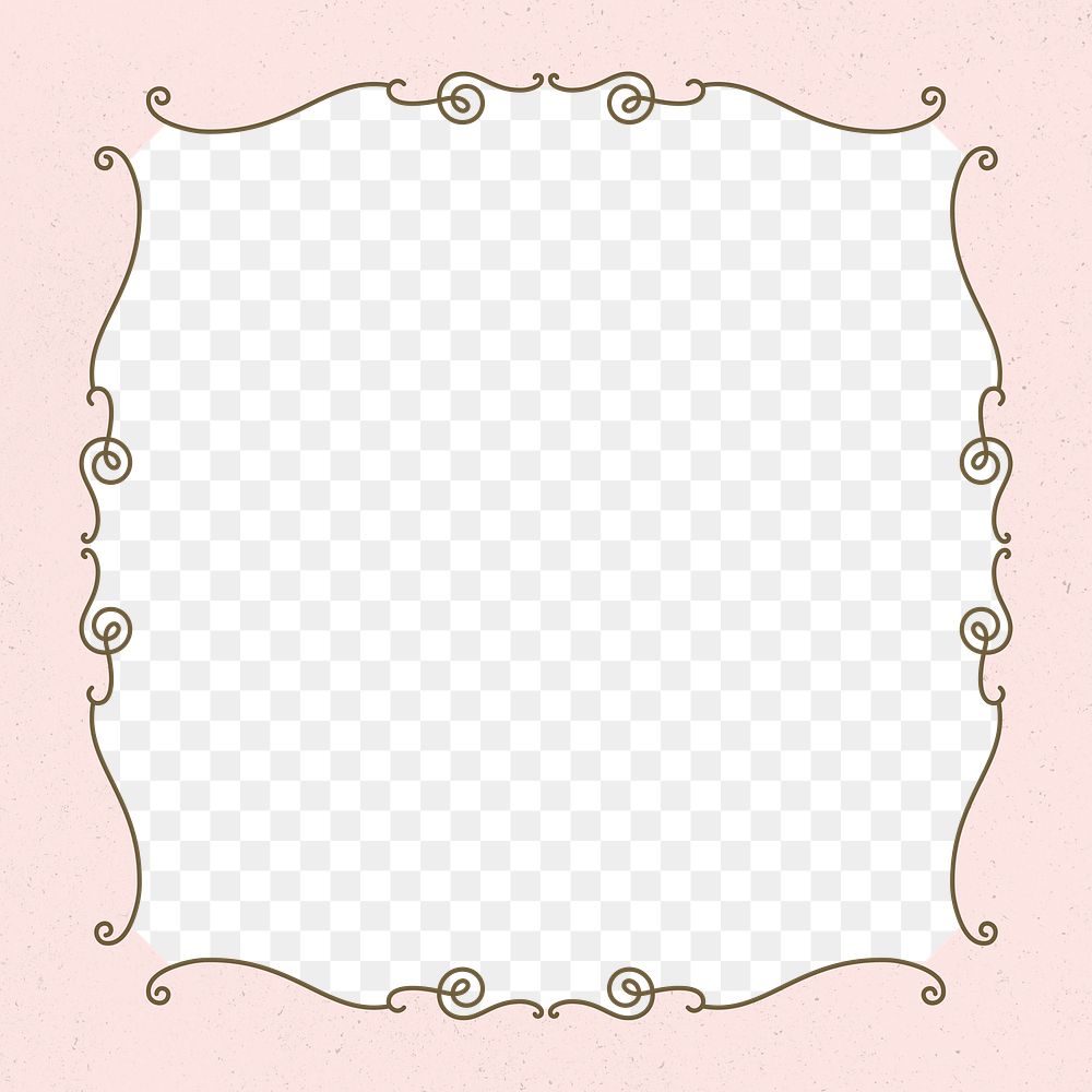 Png frame vintage style on pastel pink background