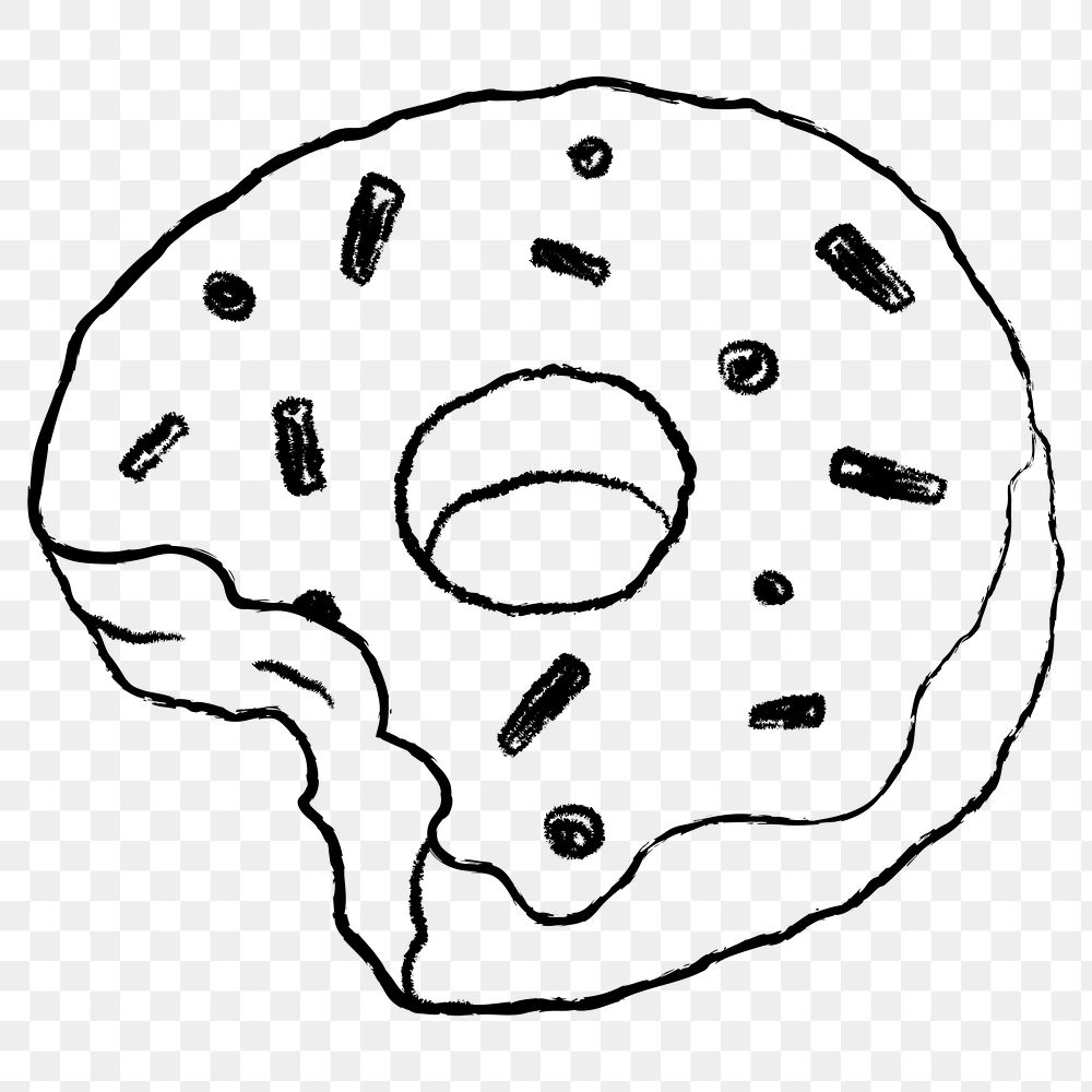 Donut sticker png, cute cafe illustration doodle