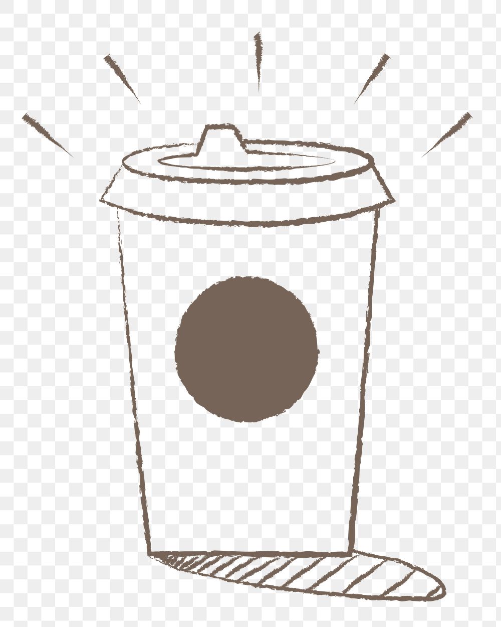 Coffee cup png sticker, cute cafe illustration