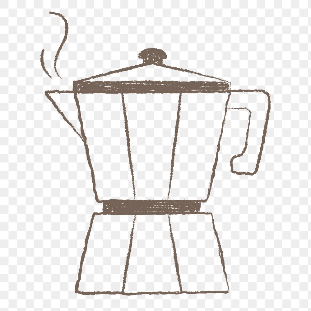 Coffee sticker png, cute moka pot illustration