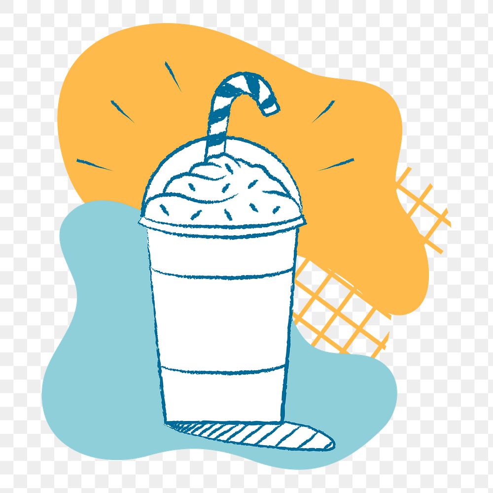 Cafe sticker png, cute frappe illustration doodle