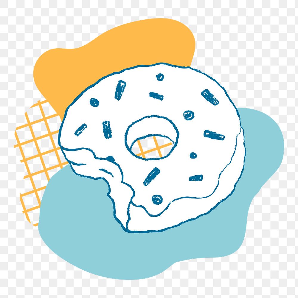 Donut sticker png, cute cafe illustration