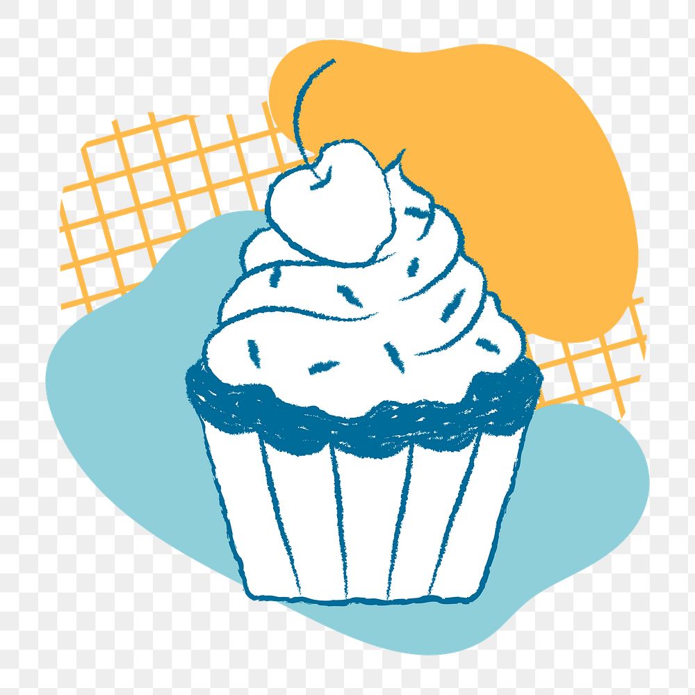 Png cupcake sticker, cute cafe illustration