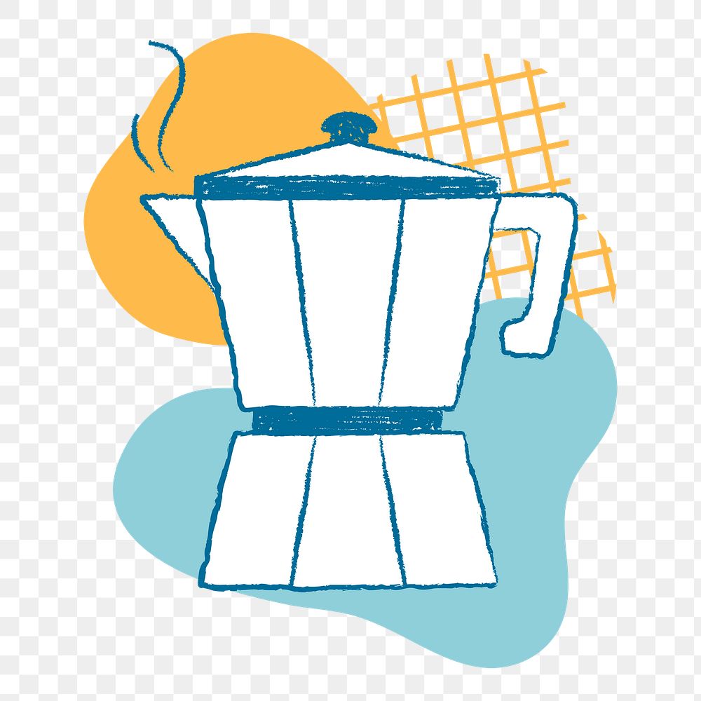 Png coffee sticker, cute moka pot illustration