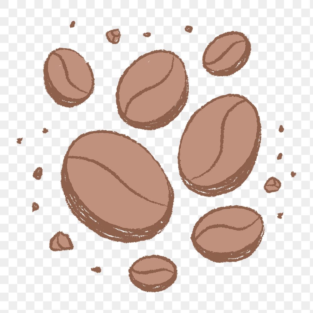 Png coffee bean sticker, cute cafe illustration