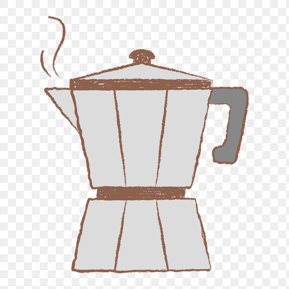 Coffee sticker png, cute moka pot illustration