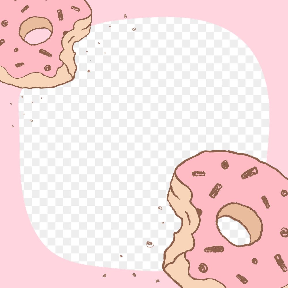 Donut png frame, pink transparent background