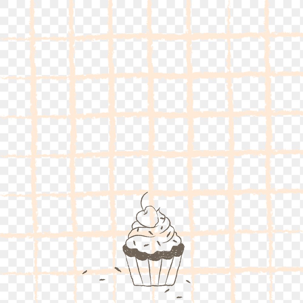 Cupcake png illustration background, transparent grid pattern