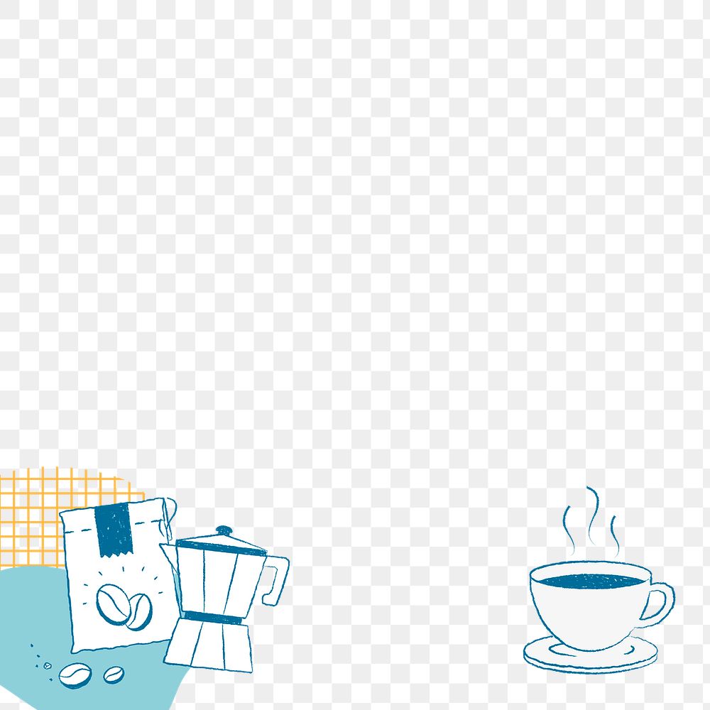 Coffee png border, transparent background illustration