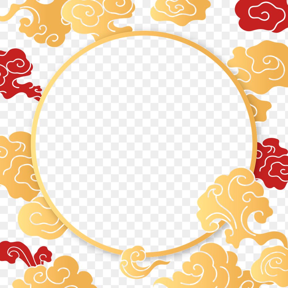 Gold Frame Png, Japanese Cloud 