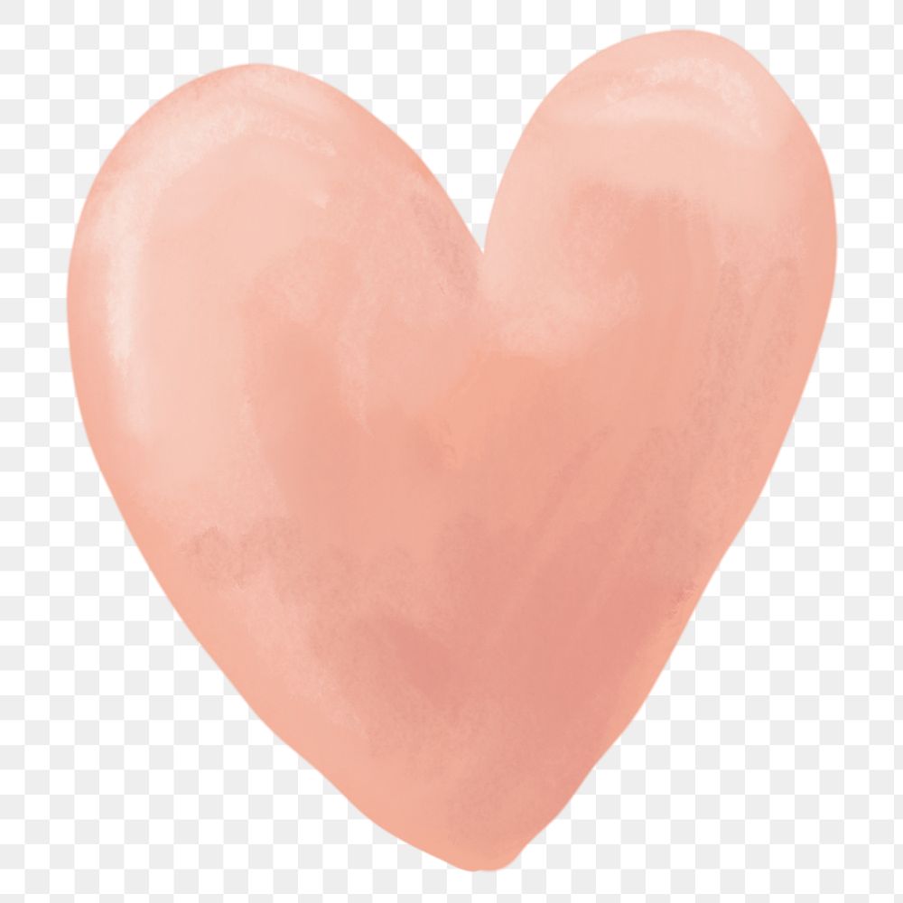 PNG watercolor heart clip art, cute hand drawn illustration