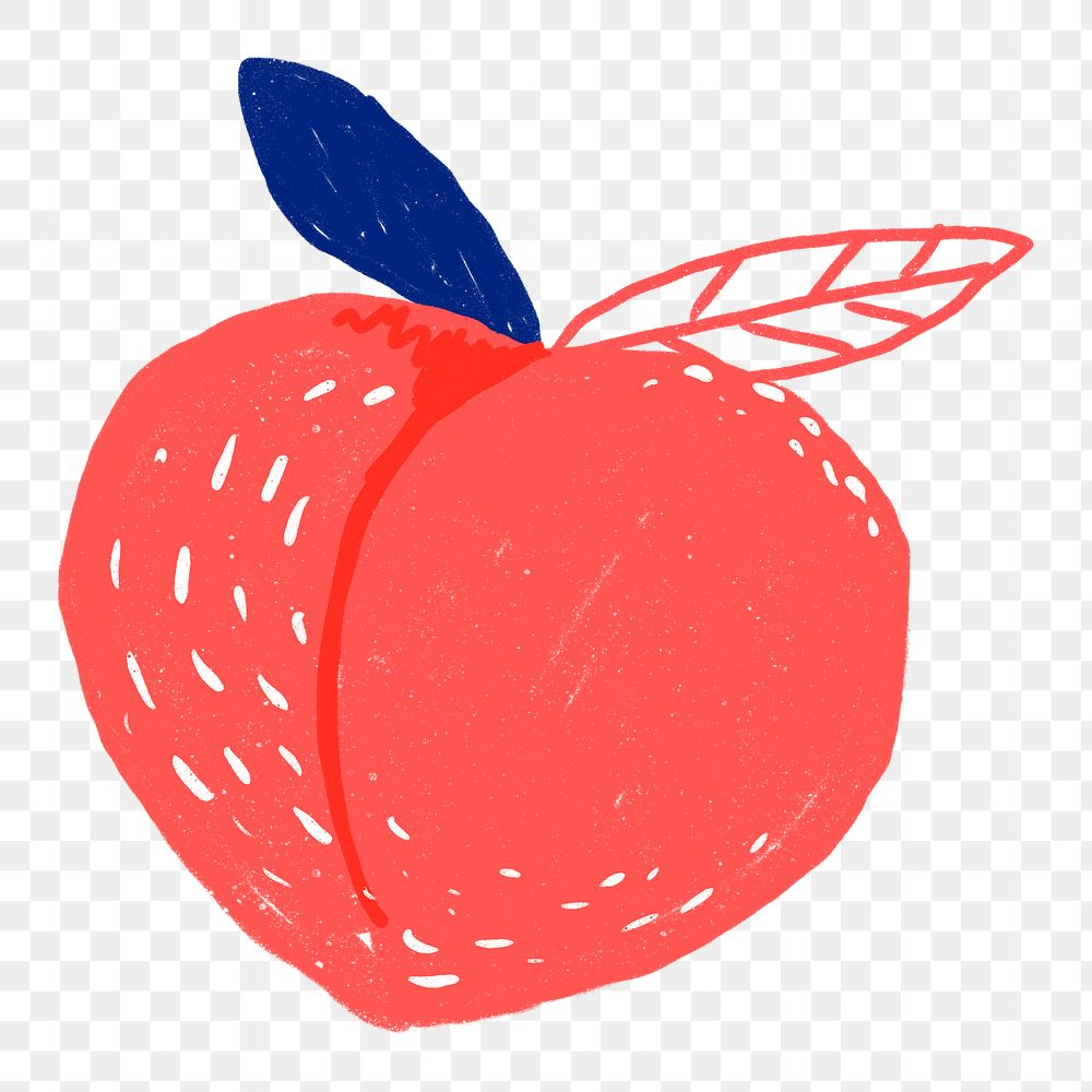 Peach PNG fruit doodle sticker