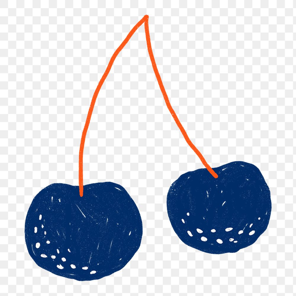 Black cherry PNG fruit doodle sticker