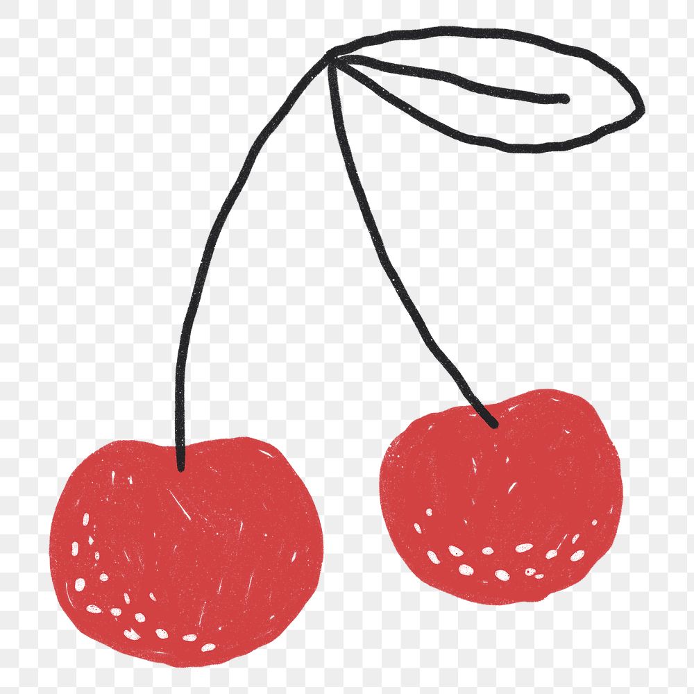 Red cherry PNG fruit doodle sticker