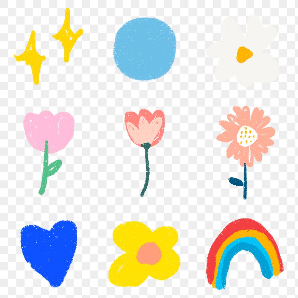 PNG cute doodle sticker set