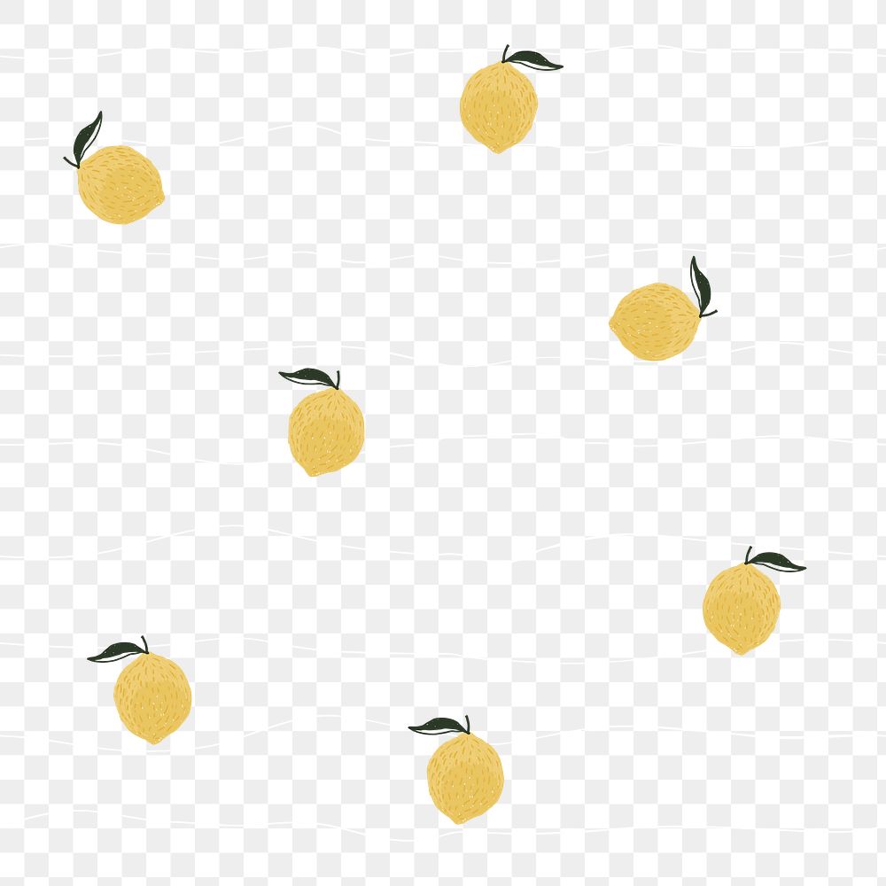 Lemon pattern PNG, cute fruit transparent background