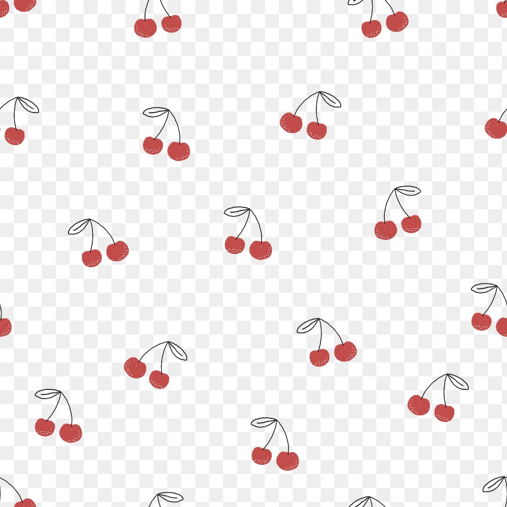 Cherry pattern PNG, cute fruit transparent background