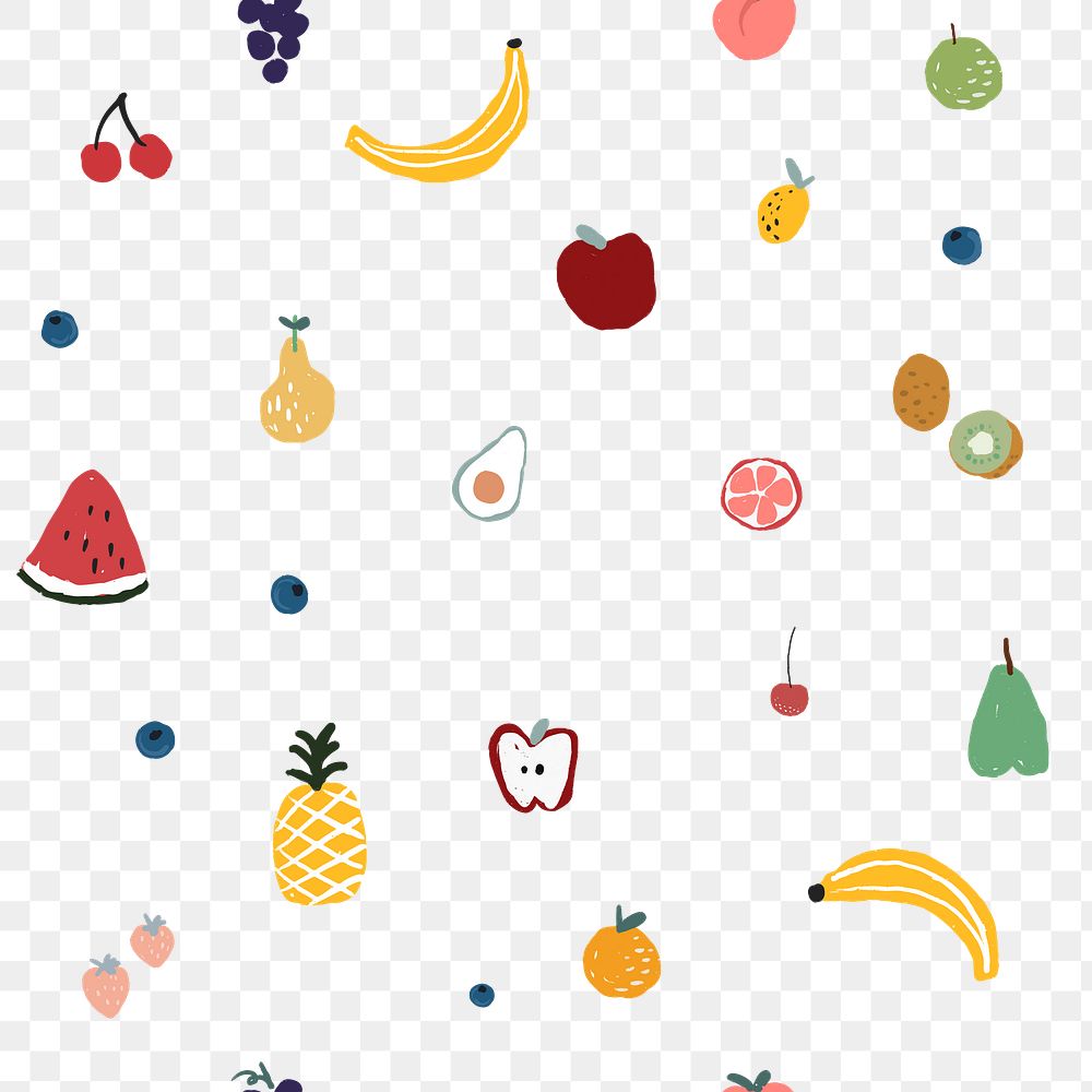 PNG transparent background, cute fruit seamless pattern