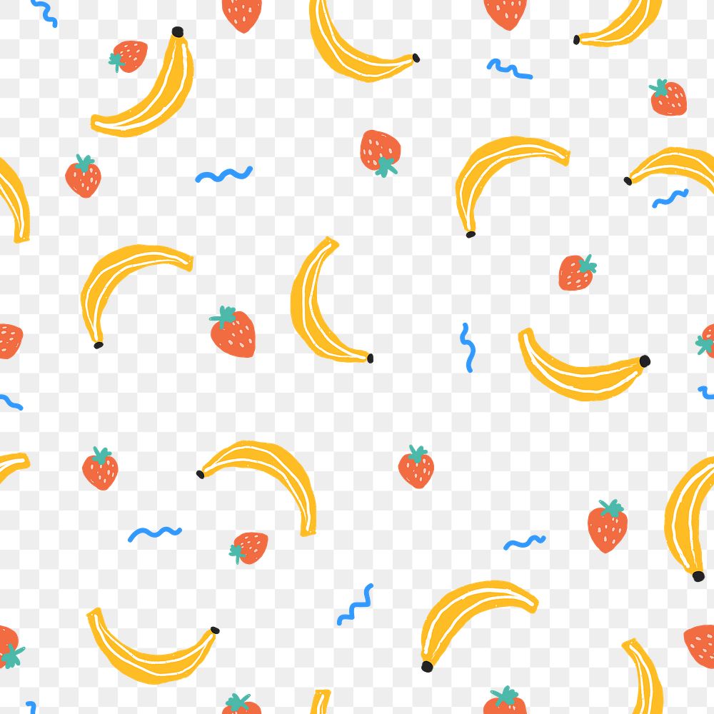 PNG transparent background, cute fruit seamless pattern