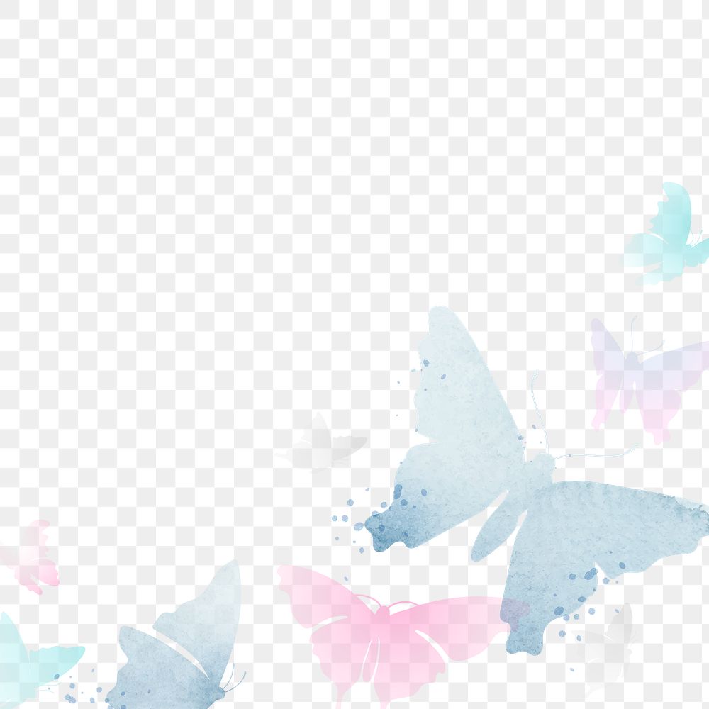 Blue butterfly png sticker border, beautiful animal illustration