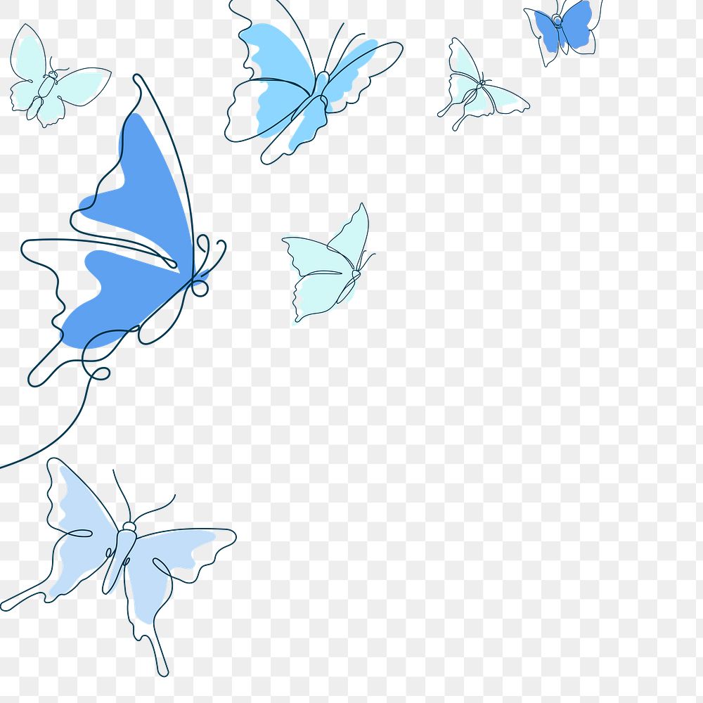 Blue butterfly png border, beautiful animal illustration