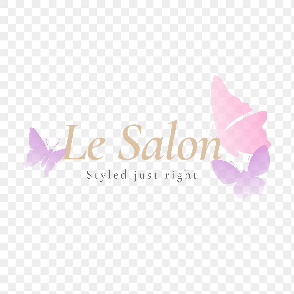 Butterfly png logo, beauty salon business, pastel aesthetic design with slogan