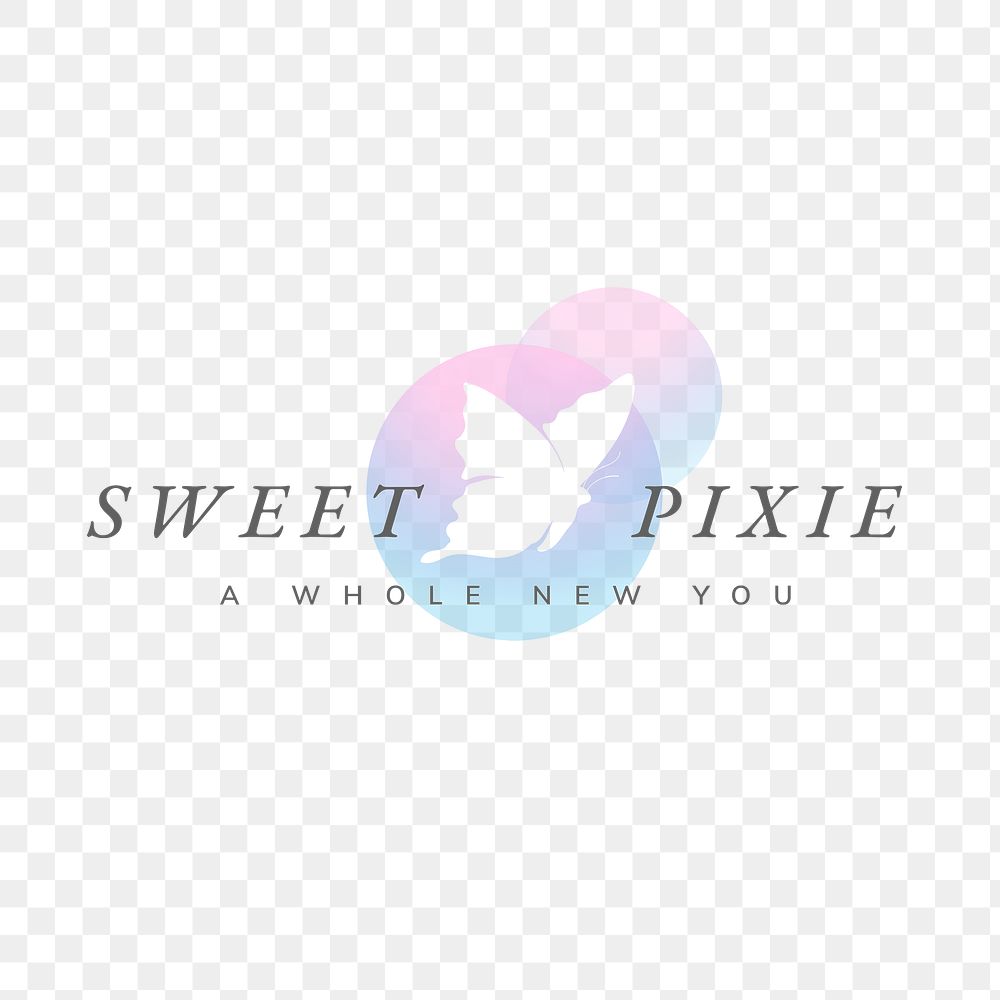 Butterfly png logo, beauty salon business, pastel aesthetic design with slogan