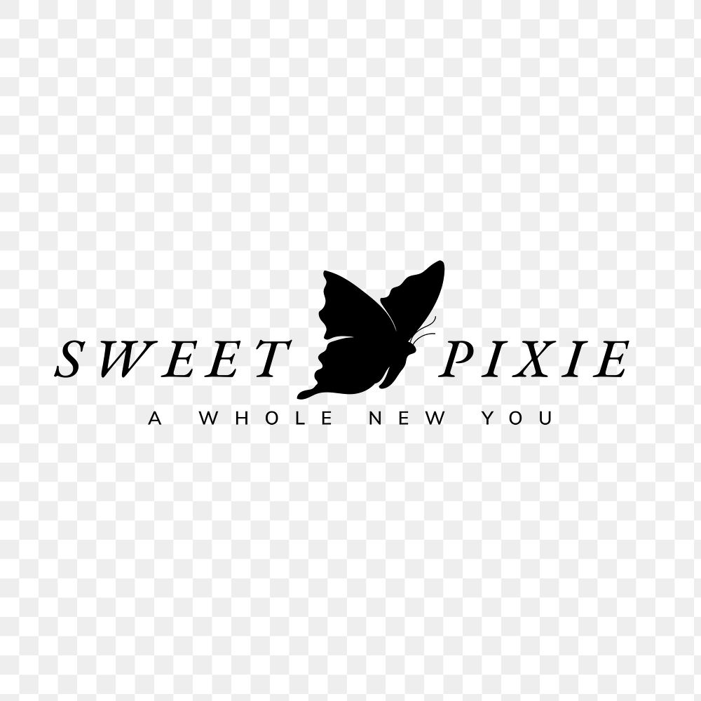 Butterfly png logo, beauty salon business, black beautiful design with slogan