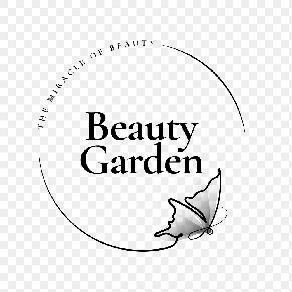 Beauty Garden png butterfly logo, salon business, creative design with slogan