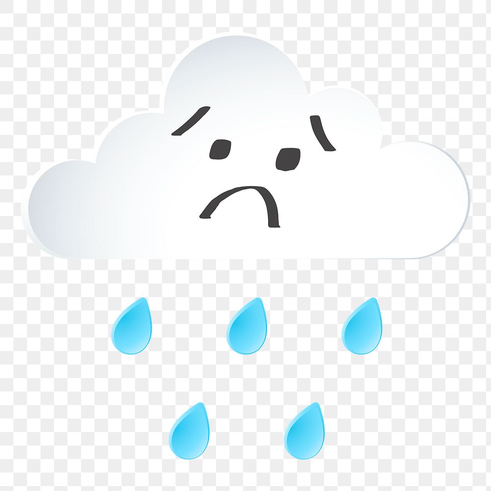 Cloud png sad sticker collage, 3d transparent clipart