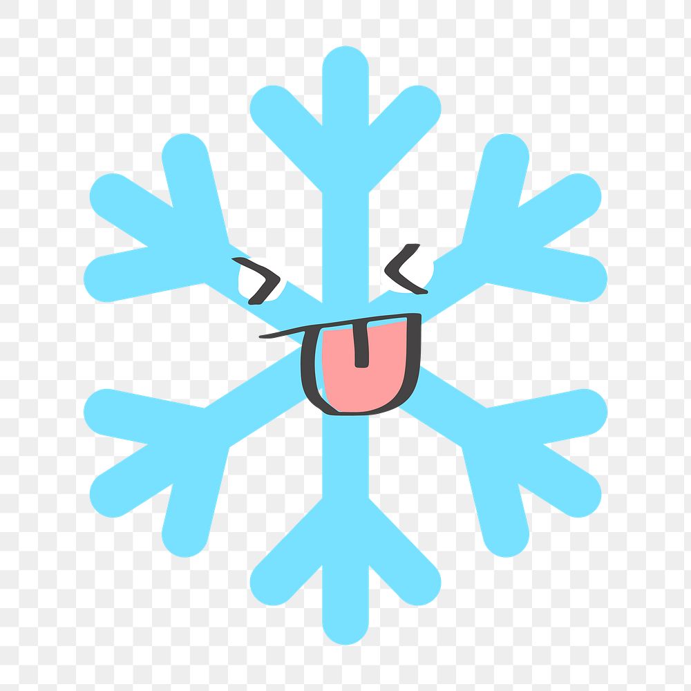 Snowflake png flat sticker collage, transparent clipart