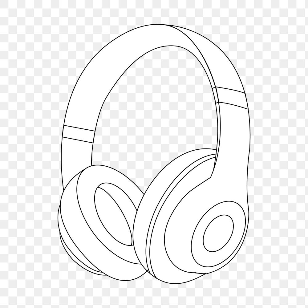 Wireless headphones outline png sticker, entertainment device illustration