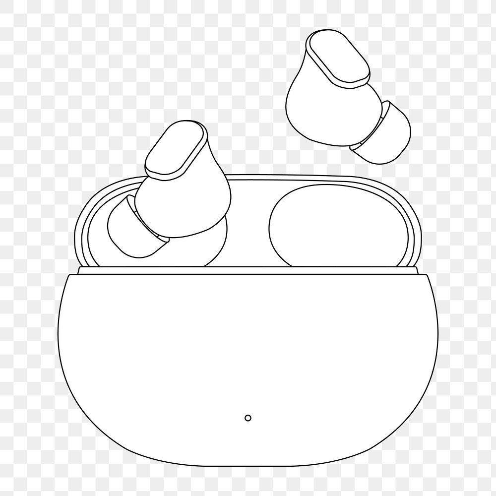 Wireless earbuds png outline png, white case, entertainment device illustration