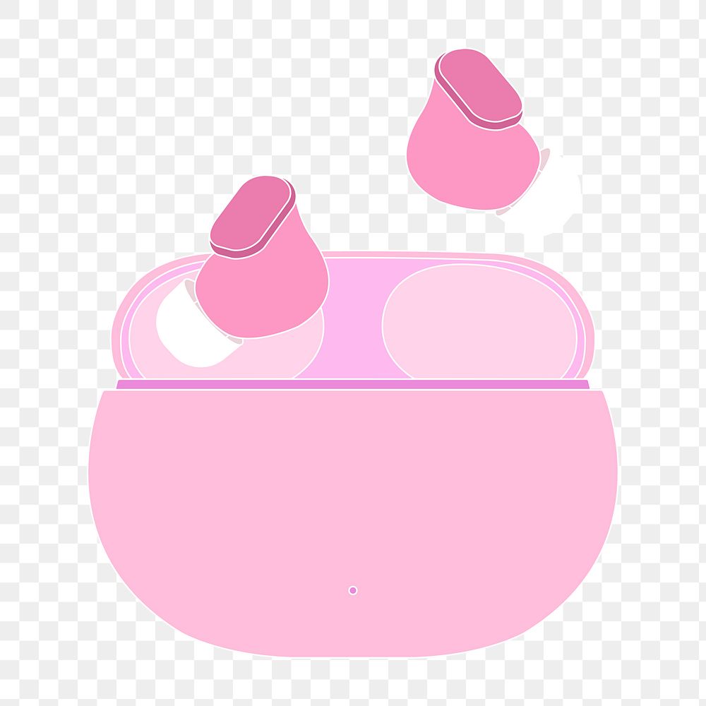 Wireless earbuds png outline png, pink case, entertainment device illustration